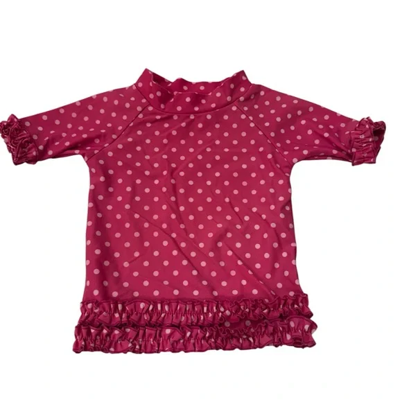 Ruffle Butts Rugged Butts Berry Polka Dot Rash Guard Top Only Size 12 18 months - Picture 1 of 8